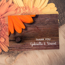 Cartão De Agradecimento Casamento Rustic Orange Daisy Country Barn Obrigad