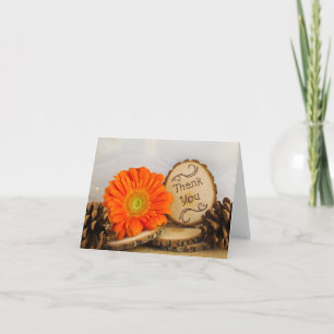 Cartão De Agradecimento Casamento Rustic Orange Daisy Woodland Obrigado