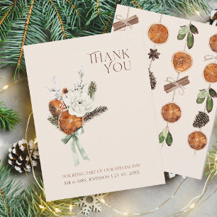 Cartão De Agradecimento Casamento Rustic Orange Slices White Flowers