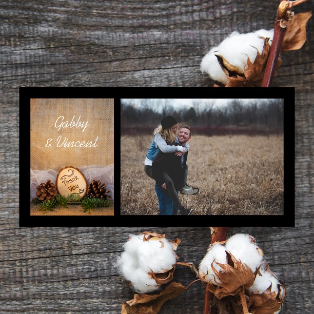 Cartão De Agradecimento Casamento Rustic Pines Woodland Obrigado (Criador carregado)