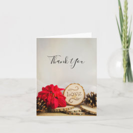 Cartão De Agradecimento Casamento Rustic Poinsettia Woodland Obrigado