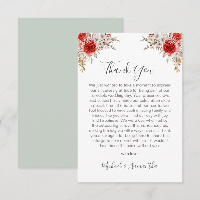 Cartão De Agradecimento Casamento Rustic Rosa Country (Frente/Verso)