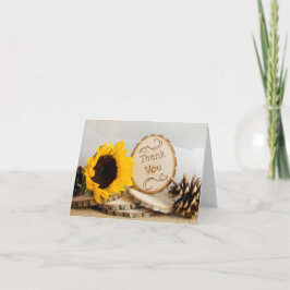 Cartão De Agradecimento Casamento Rustic Sunflower Woodland Obrigado
