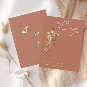 Cartão De Agradecimento Casamento Rustic Terracotta Autumn Fall Selvagens