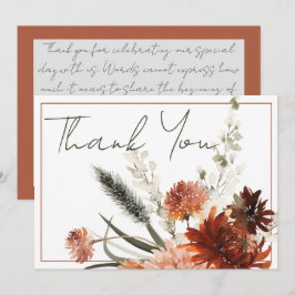 Cartão De Agradecimento Casamento Rustic Terracotta Rust Flowers