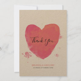 Cartão De Agradecimento Casamento Rustic Watercolor Heart