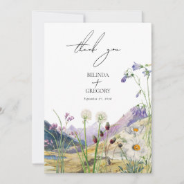Cartão De Agradecimento Casamento Rustic Watercolor Wildflower Mountain
