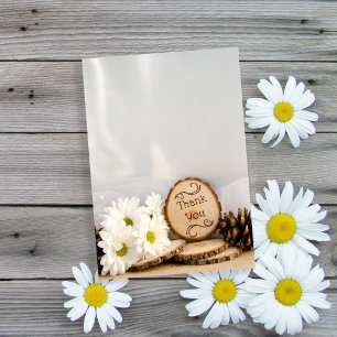 Cartão De Agradecimento Casamento Rustic White Daisies Woodland Obrigado