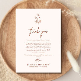 Cartão De Agradecimento Casamento Rustic Wildflower Terracotta Boho