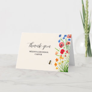 Cartão De Agradecimento Casamento Rustic Wildflower Watercolor Obrigado