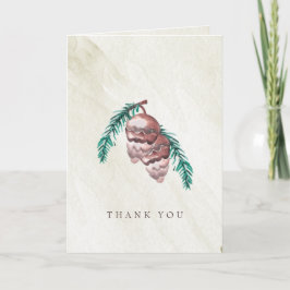 Cartão De Agradecimento Casamento Rustic Winter Forest Pine Cone