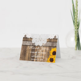 Cartão De Agradecimento Casamento Rustic Wood & Lace - Obrigado