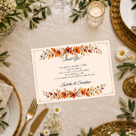 Cartão De Agradecimento Casamento Rústico com Folhas de Outono