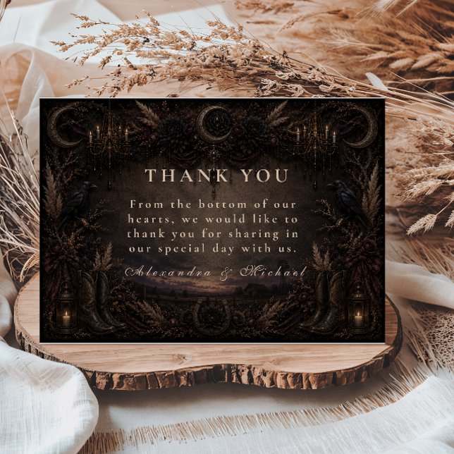 Cartão De Agradecimento Casamento Rústico Country Goth (Criador carregado)