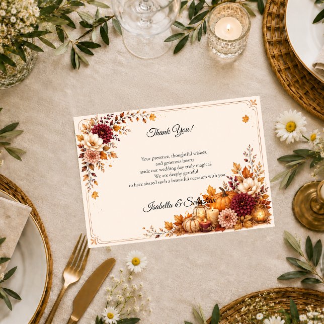 Cartão De Agradecimento Casamento Rústico de Colheita (Criador carregado)