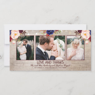 Cartão De Agradecimento Casamento rústico do país da flor brilhante