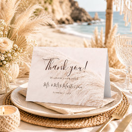 Cartão De Agradecimento Casamento Rústico Elegante Boho com Grama dos Pamp