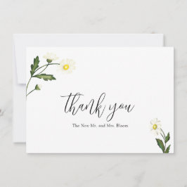 Cartão De Agradecimento Casamento Rústico Floral Margarida Branca