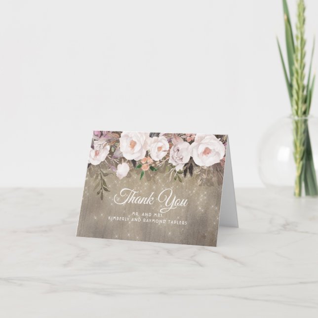 Cartão De Agradecimento Casamento Rústico Floral Obrigado (Frente)