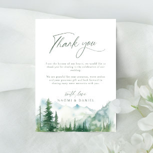 Cartão De Agradecimento Casamento Rústico Floresta Montanhosa Aquarela