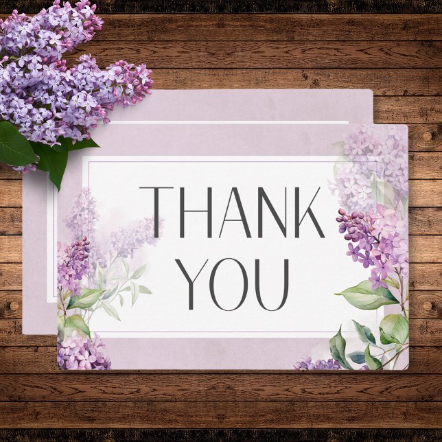 Cartão De Agradecimento Casamento Rústico Romântico Roxo e Sage Lilacs (Rustic Romantic Purple & Sage Lilacs Wedding Thank You Card)