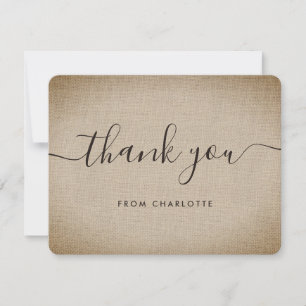 Cartão De Agradecimento Casamento Rústico Vintage Lençol de Linho Aniversá