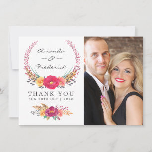 Cartão De Agradecimento Casamento Safari Floral em Aquarela