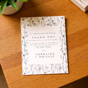 Cartão De Agradecimento Casamento sem costura de flores silvestres