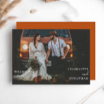 Cartão De Agradecimento Casamento Simples Boêmico Boêmico Terracotta Foto<br><div class="desc">Simples Cartões de agradecimentos De Casamento De Foto Da Boêmia Botânica Terracotta</div>