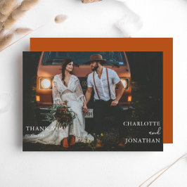 Cartão De Agradecimento Casamento Simples Boêmico Boêmico Terracotta Foto