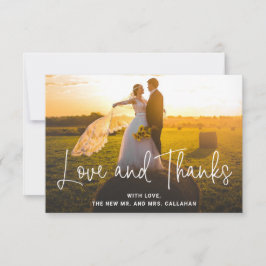 Cartão De Agradecimento Casamento Simples com Amor Moderno e Obrigados