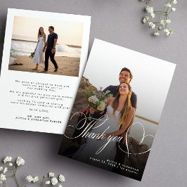 Cartão De Agradecimento casamento simples com script de caligrafia 2