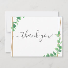 Cartão De Agradecimento Casamento Simples com Verde de Eucalipto