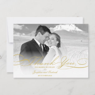 Cartão De Agradecimento Casamento simples da foto à moda e elegante do