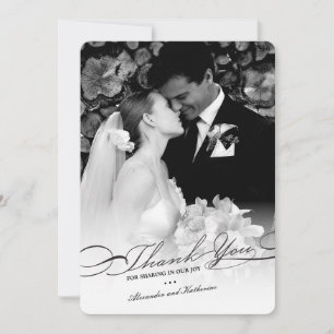 Cartão De Agradecimento Casamento simples da foto à moda e elegante do