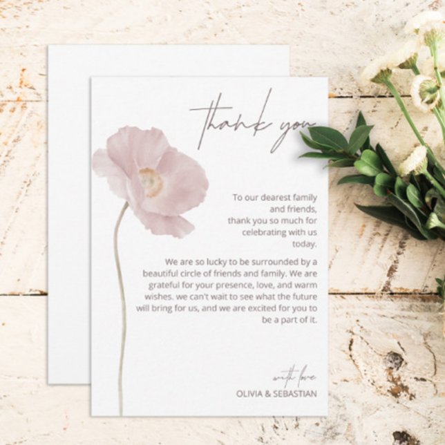 Cartão De Agradecimento Casamento Simples de Flor Selvagem Boho (Criador carregado)