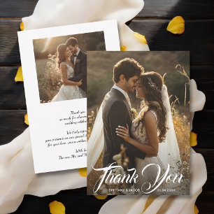 Cartão De Agradecimento Casamento Simples de Foto Moderna