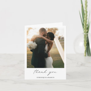 Cartão De Agradecimento Casamento Simples de Fotografia Mínima de Caligraf