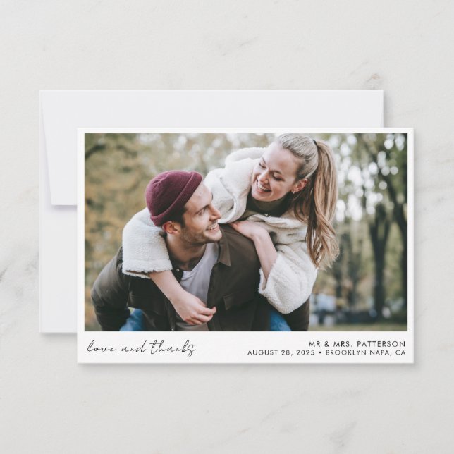 Cartão De Agradecimento Casamento Simples De Fotografias De Script De Cali (Frente)