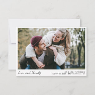 Cartão De Agradecimento Casamento Simples De Fotografias De Script De Cali