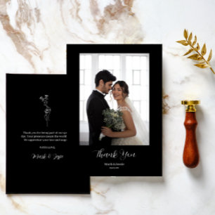 Cartão De Agradecimento Casamento Simples de Fotografias em Preto e Branco