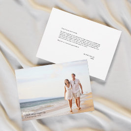 Cartão De Agradecimento Casamento Simples de Fotografias Modernas de Amor