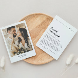 Cartão De Agradecimento Casamento Simples de Monograma de Foto
