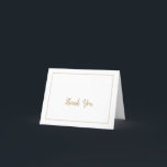 Cartão De Agradecimento Casamento Simples de Quadro Minimalista|Dourado<br><div class="desc">Este simples minimalista|cartões de agradecimentos de casamento de moldura de ouro é perfeito para um casamento elegante. O clássico design apresenta um quadro de fronteira básico e um clássico dourado e tipografia branca com um aspecto mínimo moderno. QSD117</div>