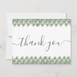 Cartão De Agradecimento Casamento Simples de Verde de Eucalipto