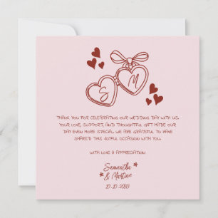 Cartão De Agradecimento Casamento Simples Doodle Caprichoso Escrito à Mão