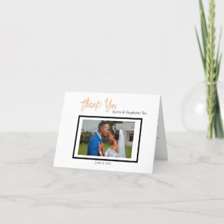 Cartão De Agradecimento Casamento Simples E Clássico Minimalista Dobrado O