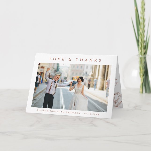 Cartão De Agradecimento Casamento Simples e Minimalista de Terracotta Wild (Frente)