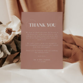 Cartão De Agradecimento Casamento Simples e Moderno em Rosa Poeirento