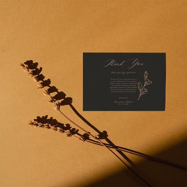 Cartão De Agradecimento Casamento Simples e Negro Real (Criador carregado)